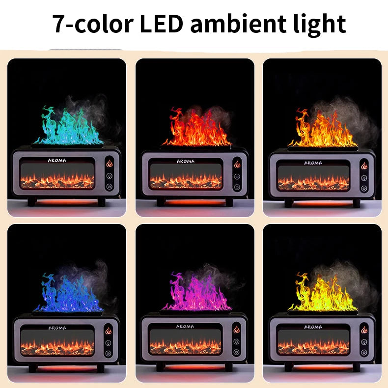 Fireplace Diffuser 7 Colors LED Ultrasonic Aroma Essential Oil 3D